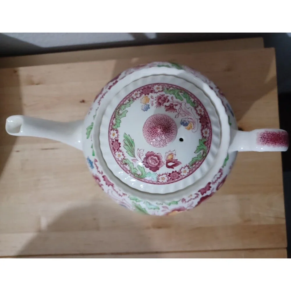 Johnson Brothers Winchester Teapot & Lid Pink (Rope Edge) England Floral 5 Cup
